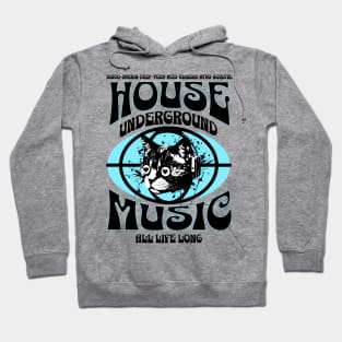 HOUSE MUSIC  - Underground Cat (Black/Blue) Hoodie